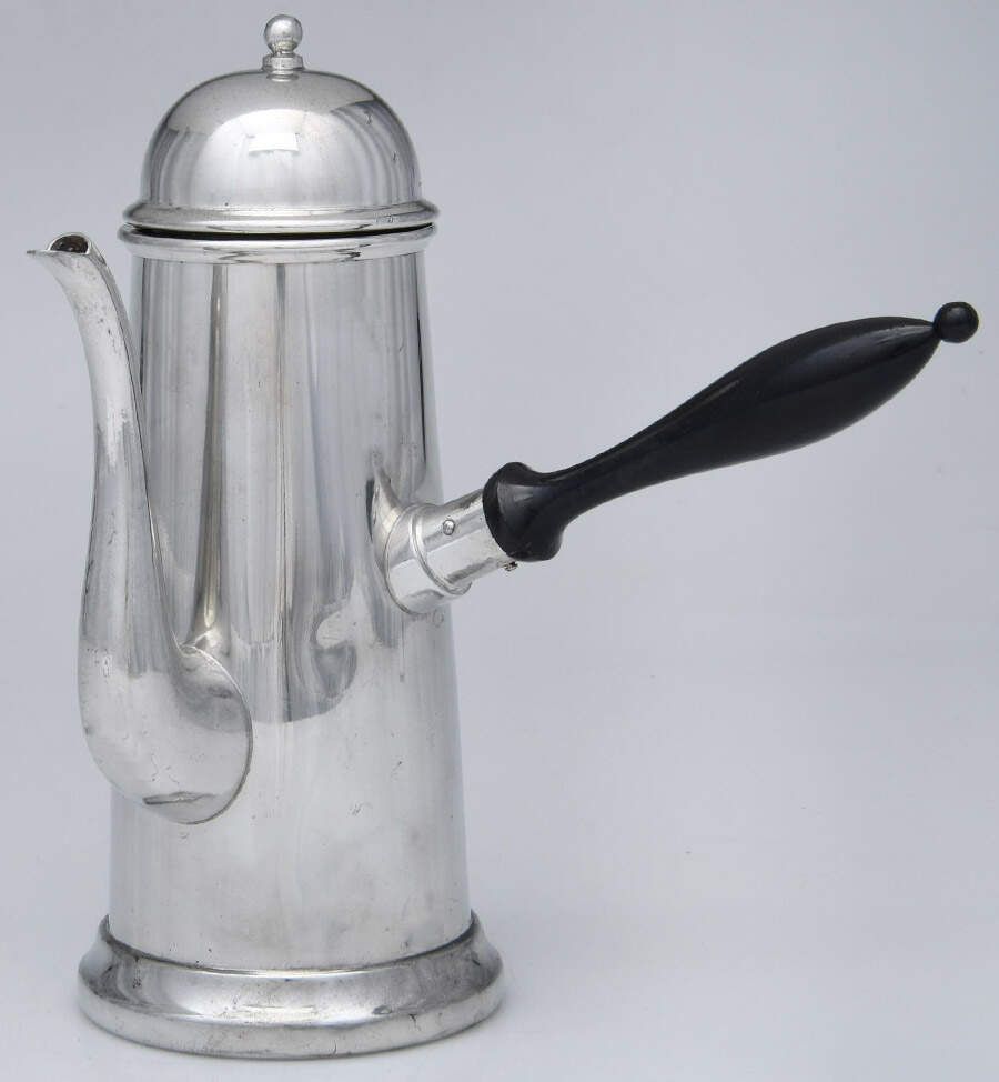 505 (Pewter, Hollowware) Chocolate Pot w/Wood Handle by Queen's Art Pewter-1