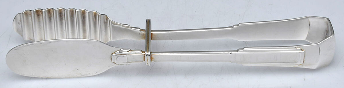 Art Deco (Silverplate) Solid Piece Aspragus Tongs by Ricci (Argentieri)-1