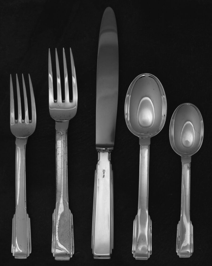 Art Deco (Sterling), Italy 5 Piece Dinner Size Setting by Ricci (Argentieri)-1