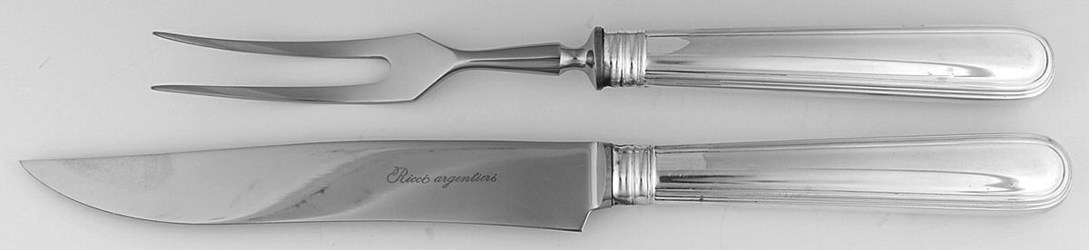 Ascot (Silverplate) Small Stainless Blade 2-Piece Steak Carving Set by Ricci (Argentieri)-1