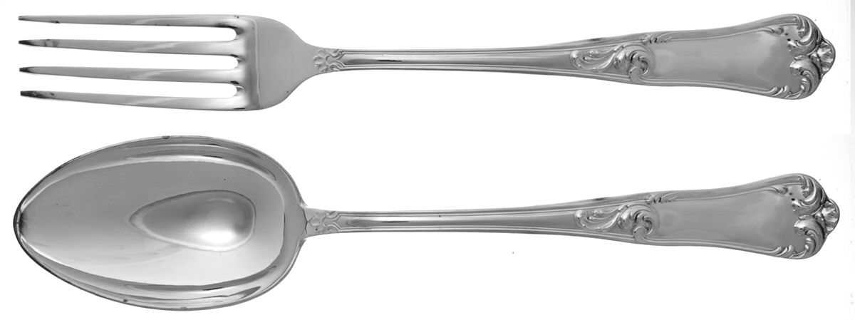 Bernini (Silverplate) Solid 2-Piece Vegetable Serving Set by Ricci (Argentieri)-1