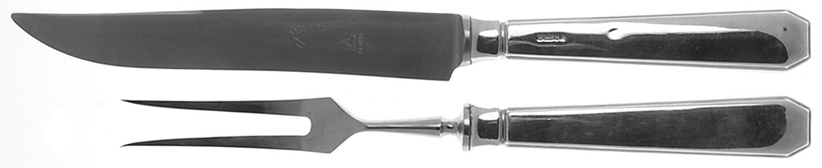 Braque (Silverplate) Small Stainless Blade 2-Piece Steak Carving Set by Ricci (Argentieri)-1