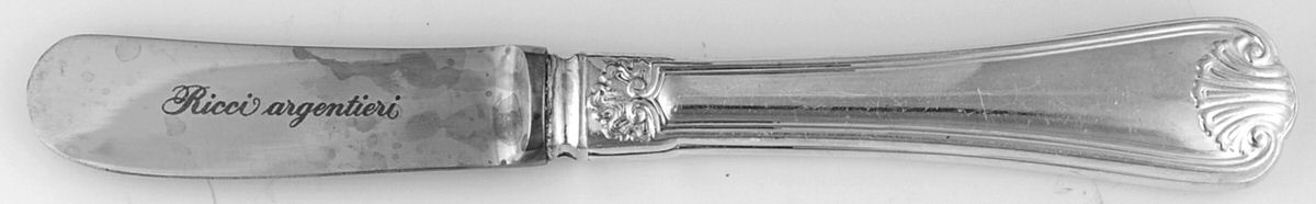 Cellini (Silverplate) Butter Spreader Hollow Hdl-Paddle/Stainless Blade by Ricci (Argentieri)-1
