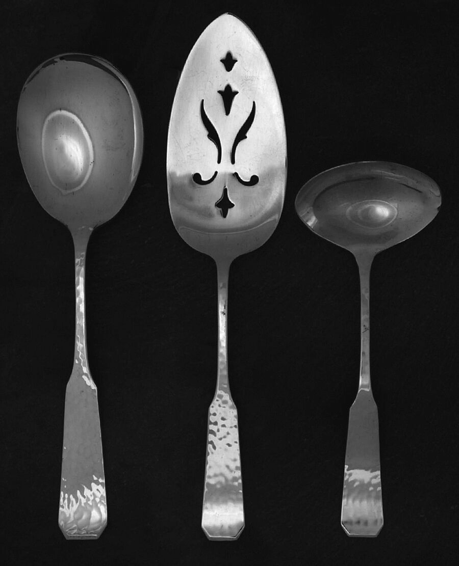 1776-Hammered (Silverplate, 1976) 3 Piece Completer Set by Reed & Barton-1