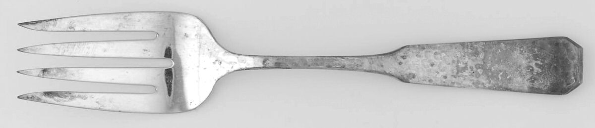 1776-Hammered (Silverplate, 1976) Medium Solid Cold Meat Serving Fork by Reed & Barton-1