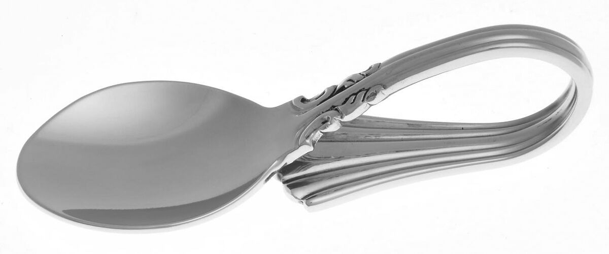 1800 (Stainless) Baby Spoon with Curved Handle HC by Reed & Barton-1