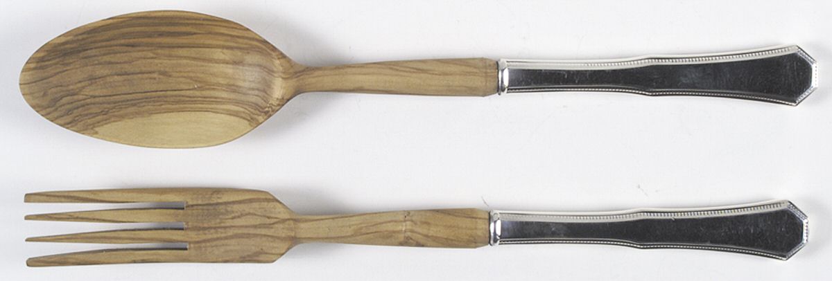 American Federal (Sterling, 1982) Wooden Bowl 2-Piece Salad Set by Reed & Barton-1
