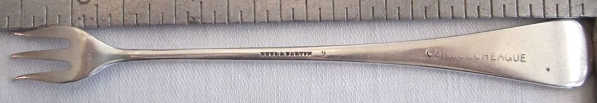 ANTIQUE (EAGLE-R-LION, STERLING) Short Handle Pickle/Olive Fork by Reed & Barton-1