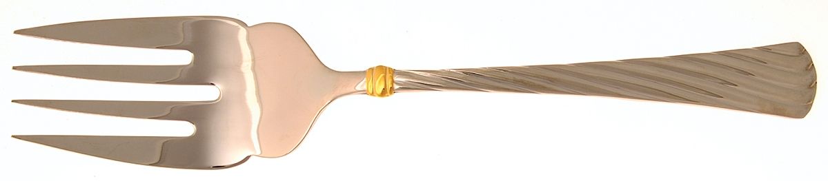 Atlantis Gold (Stainless) Large Solid Cold Meat Serving Fork by Reed & Barton-1