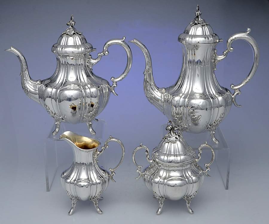 Bradford (Sterling, Hollowware) 4 Piece Tea Set (SCP, STP, SCR, SSU) by Reed & Barton-1