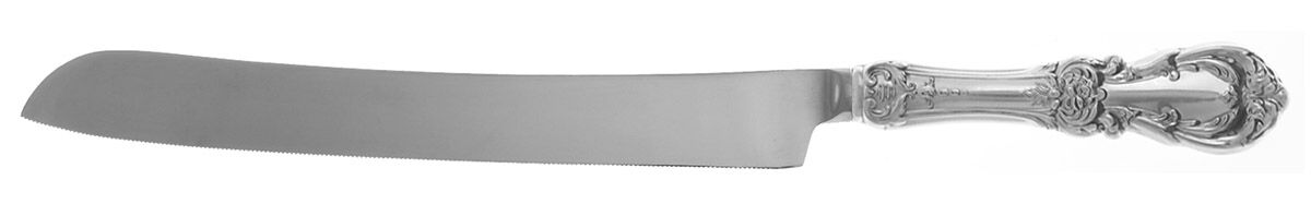 Burgundy (Sterling, 1949, No Monograms) Wedding Cake Knife with Stainless Blade HC by Reed & Barton-1