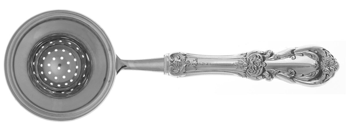 Burgundy (Sterling, 1949, No Monograms) Tea Strainer Overcup Serving-Stainless Bowl HC by Reed & Barton-1