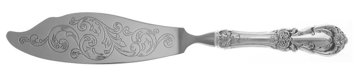 Burgundy (Sterling, 1949, No Monograms) Fish Serving Knife with Stainless Blade HC by Reed & Barton-1