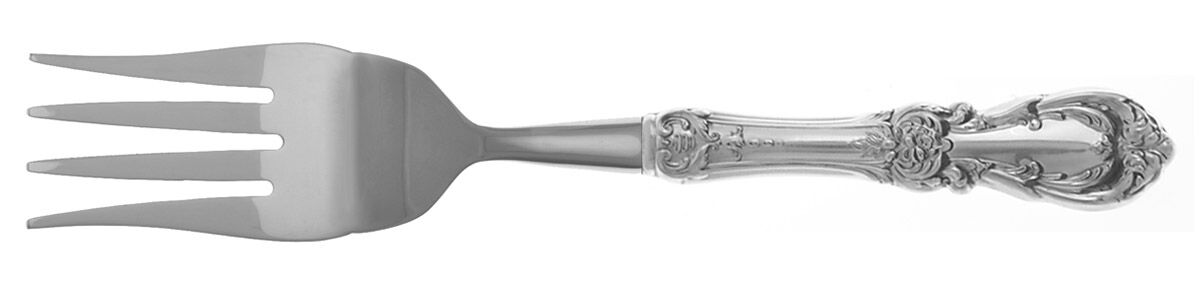 Burgundy (Sterling, 1949, No Monograms) Cold Meat Fork Large, Stainless Tines HC by Reed & Barton-1