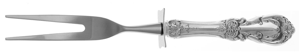 Burgundy (Sterling, 1949, No Monograms) Carving Fork Small with Stainless Prongs HC by Reed & Barton-1