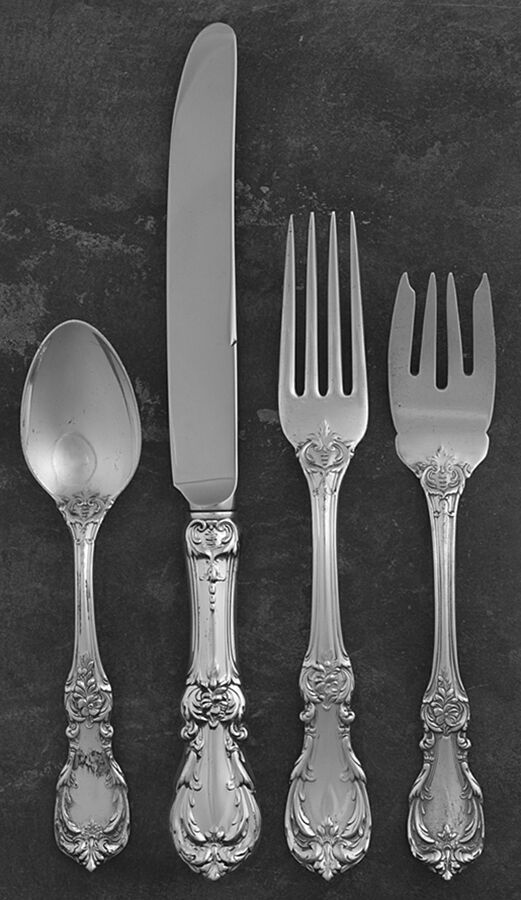 Burgundy (Sterling, 1949, No Monograms) 32  Piece Estate Set by Reed & Barton-1
