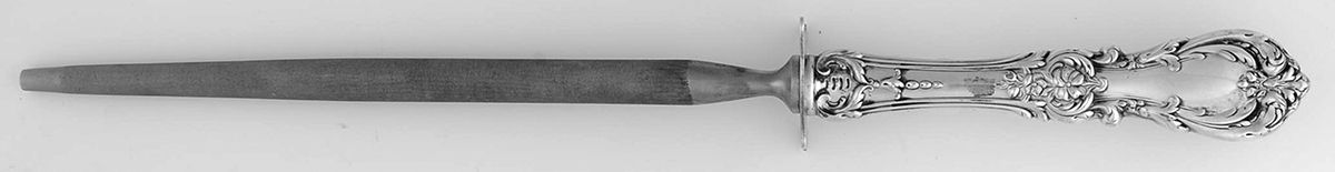 Burgundy (Sterling, 1949, No Monograms) Large Steel Rod Knife Sharpener by Reed & Barton-1