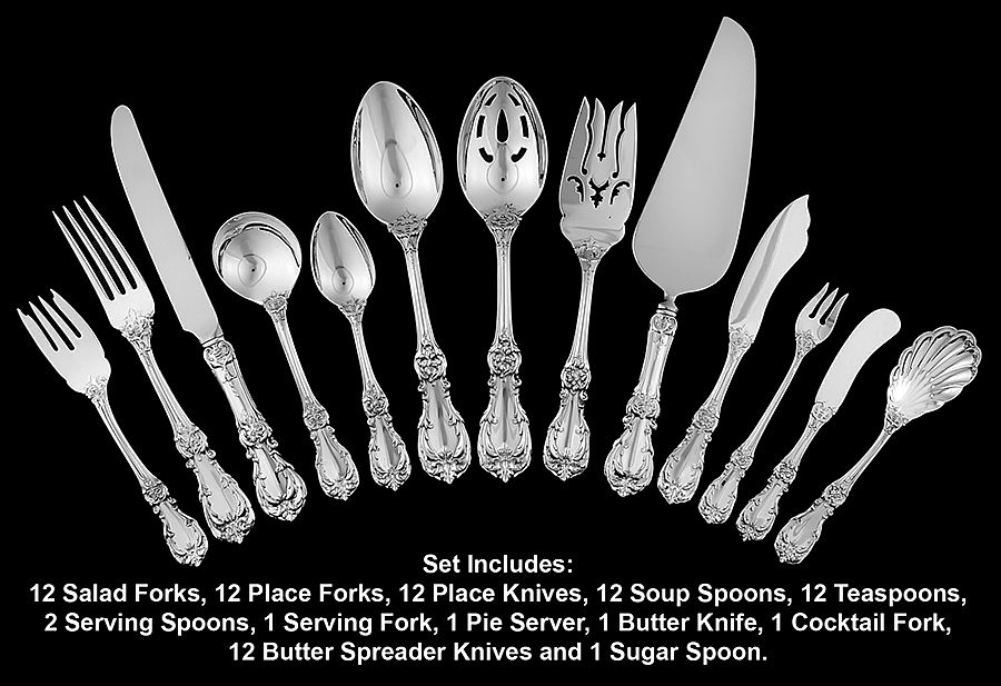 Burgundy (Sterling, 1949, No Monograms) 79 Piece Set by Reed & Barton-1