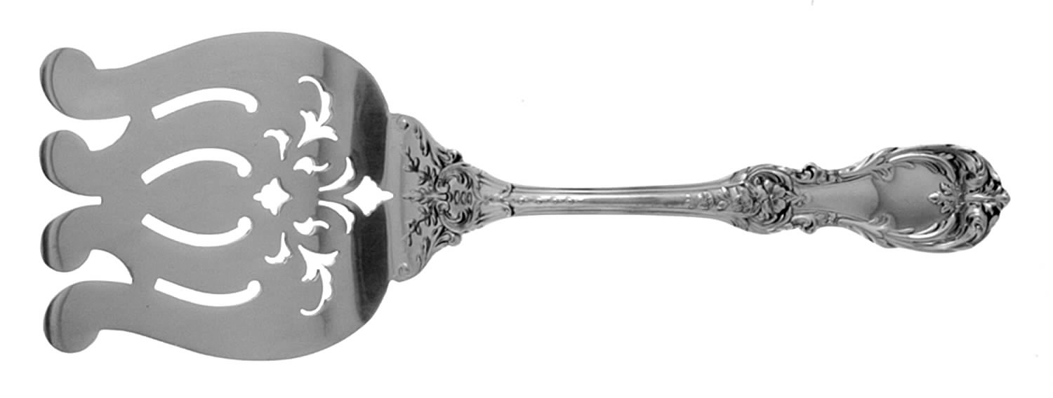 Burgundy (Sterling, 1949, No Monograms) Large Solid Asparagus Serving Fork by Reed & Barton-1
