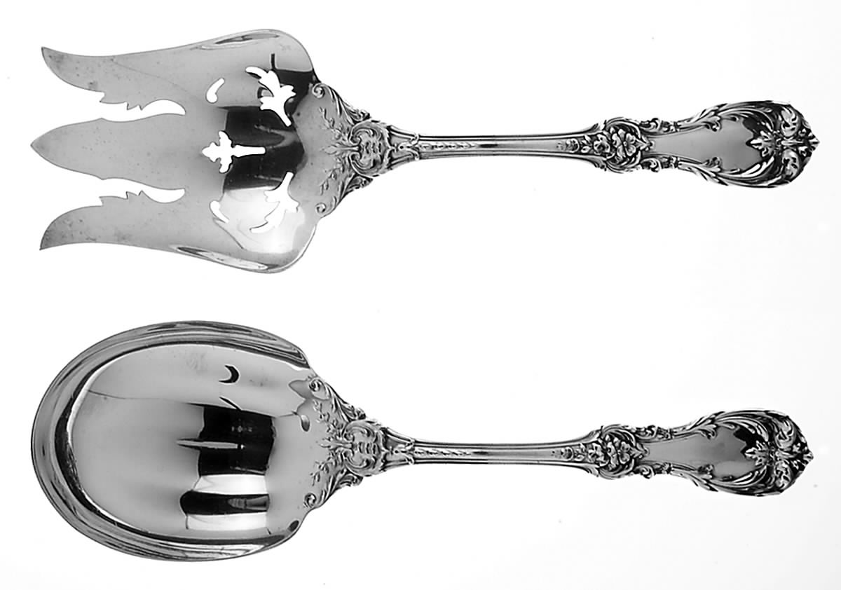 Burgundy (Sterling, 1949, No Monograms) (2 Pc) Solid Salad Set by Reed & Barton-1