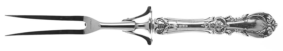Burgundy (Sterling, 1949, No Monograms) Large Stainless-Prong Roast Carving Fork by Reed & Barton-1