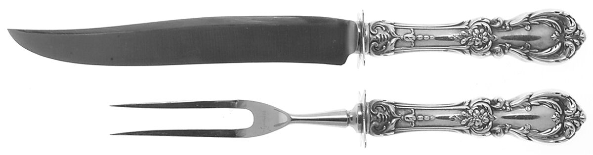 Burgundy (Sterling, 1949, No Monograms) Small Steak 2-Piece Carving Set w/Stainless Blade by Reed & Barton-1