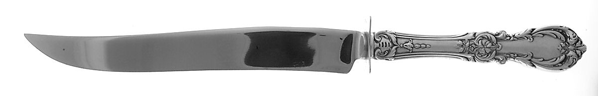 Burgundy (Sterling, 1949, No Monograms) Large Stainless Blade Roast Carving Knife by Reed & Barton-1