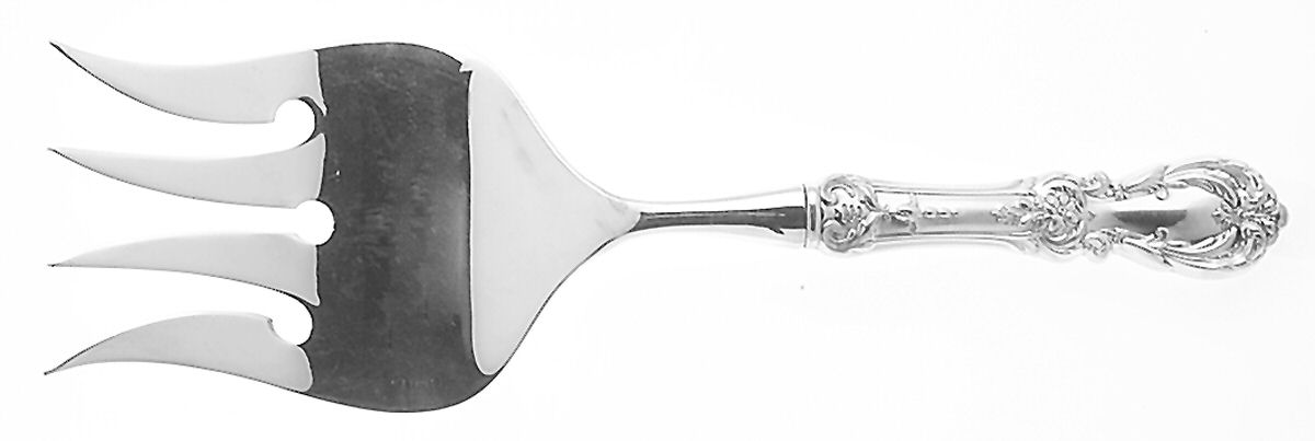 Burgundy (Sterling, 1949, No Monograms) Hollow Handle Fish Serving Fork, Silverplate Tines by Reed & Barton-1