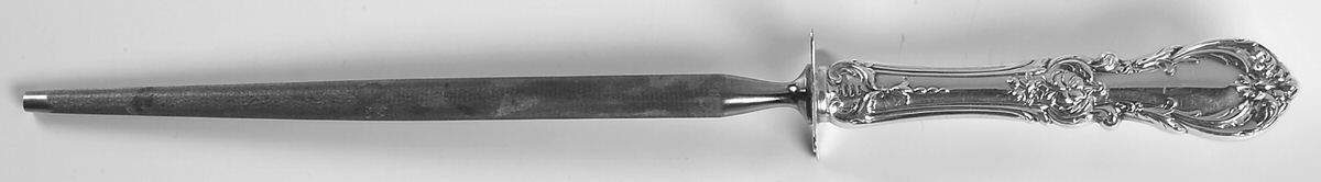 Burgundy (Sterling, 1949, No Monograms) Large Steel Rod Knife Sharpener by Reed & Barton-1