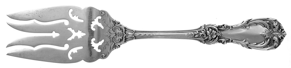 Burgundy (Sterling, 1949, No Monograms) Large Solid Cold Meat Serving Fork by Reed & Barton-1