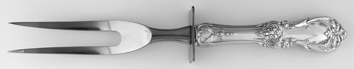 Burgundy (Sterling, 1949, No Monograms) Small Steak Carving Fork with Stainless Prongs by Reed & Barton-1