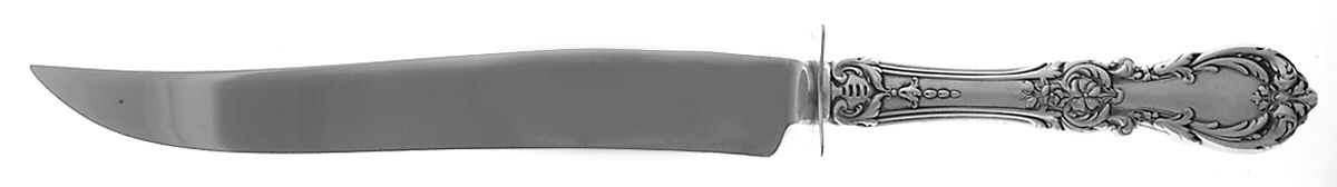 Burgundy (Sterling, 1949, No Monograms) Large Stainless Blade Roast Carving Knife by Reed & Barton-1