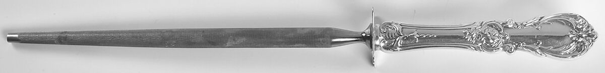 Burgundy (Sterling, 1949, No Monograms) Large Roast Steel Rod Knife Sharpener by Reed & Barton-1