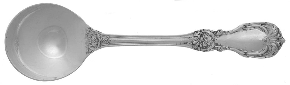 Burgundy (Sterling, 1949, No Monograms) Round Bowl Soup Spoon (Cream Soup) by Reed & Barton-1
