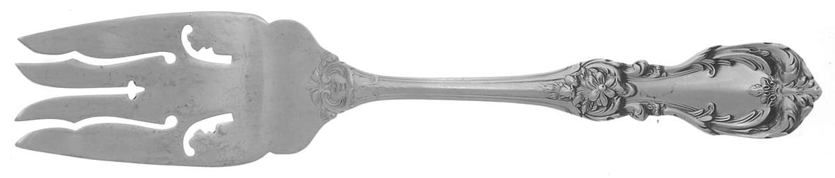 Burgundy (Sterling, 1949, No Monograms) Medium Solid Cold Meat Serving Fork by Reed & Barton-1