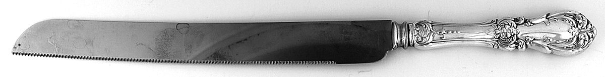 Burgundy (Sterling, 1949, No Monograms) Wedding Cake Knife with Stainless Blade by Reed & Barton-1
