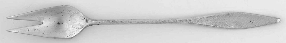 Cellini (Sterling, 1967, No Monograms) Short Handle Pickle/Olive Fork by Reed & Barton-1