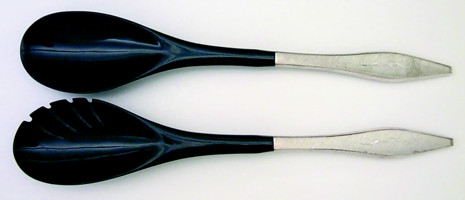 Cellini-Engraved (Sterling, 1967) Plastic Bowl 2-Piece Salad Set by Reed & Barton-1