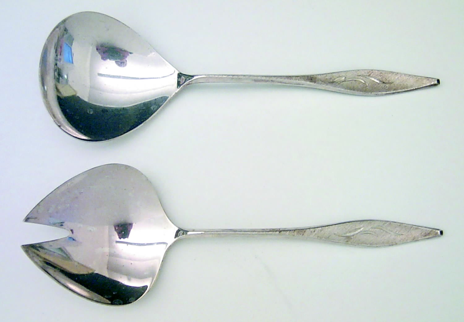 Cellini-Engraved (Sterling, 1967) (2 Pc) Solid Salad Set by Reed & Barton-1