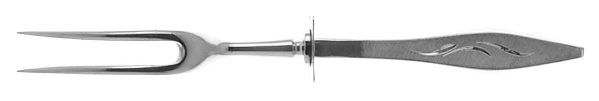 Cellini-Engraved (Sterling, 1967) Small Steak Carving Fork with Stainless Prongs by Reed & Barton-1