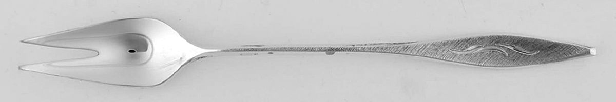 Cellini-Engraved (Sterling, 1967) Short Handle Pickle/Olive Fork by Reed & Barton-1