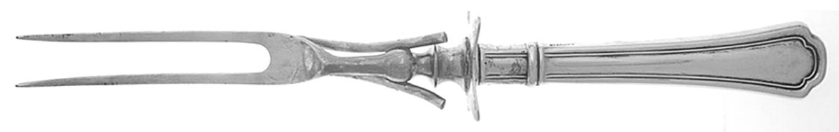 Clovelly (Sterling, 1912) Lg Carving/Roast Fork-Stn Prong w/Sterling Guard by Reed & Barton-1