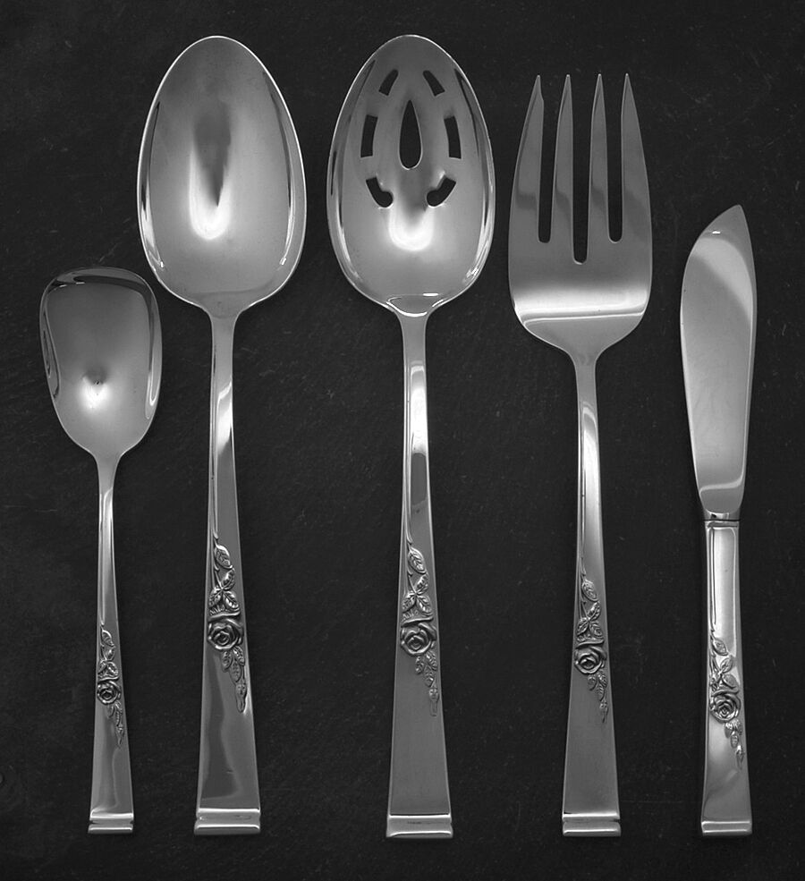 Classic Rose (Sterling, 1954) 5 Piece Hostess Set by Reed & Barton-1