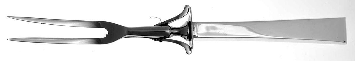 Classic Rose (Sterling, 1954) Large Stainless-Prong Roast Carving Fork by Reed & Barton-1