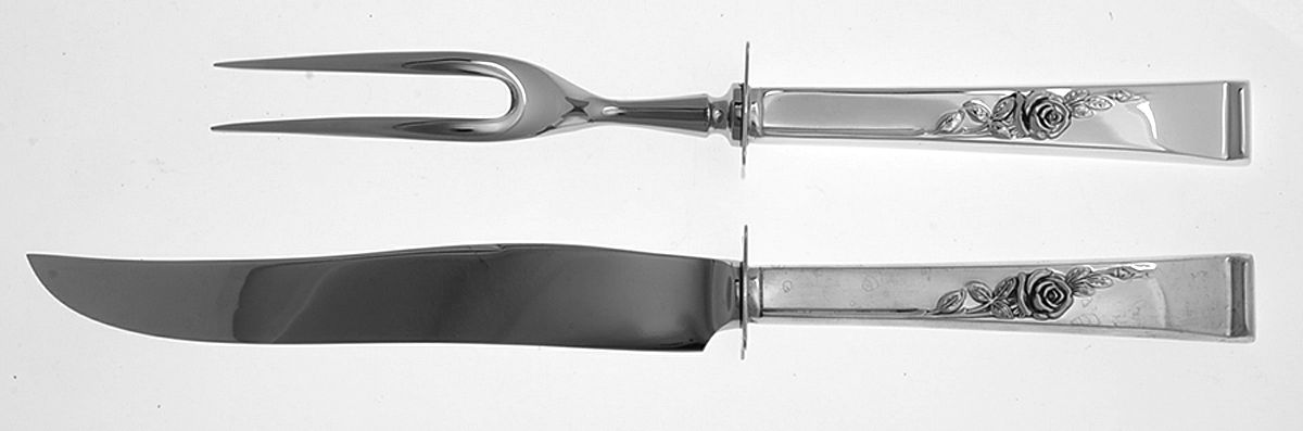 Classic Rose (Sterling, 1954) Small Steak 2-Piece Carving Set w/Stainless Blade by Reed & Barton-1