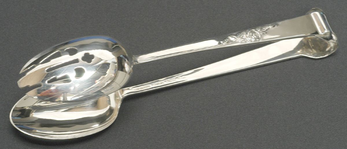 Classic Rose (Sterling, 1954) Salad Tongs Solid HC by Reed & Barton-1