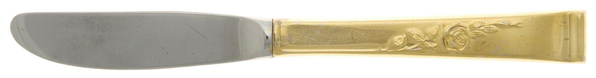 Classic Rose-Gold (Sterling, Gold Vermeil, 1954) Modern Hollow Butter Spreader (Stainless) by Reed & Barton-1