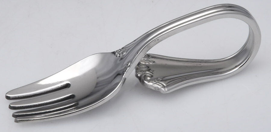 Country French (Stainless, 1984) Baby Fork with Curved Handle HC by Reed & Barton-1