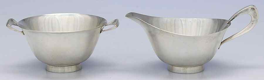 Contemporary (Sterling, Hollowware) Mini Sterling Creamer and Open Sugar by Reed & Barton-1