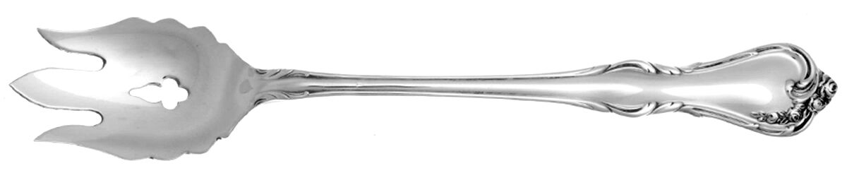 Cottage Rose (Silverplate, 1985) Vegetable Serving Fork Solid  HC by Reed & Barton-1